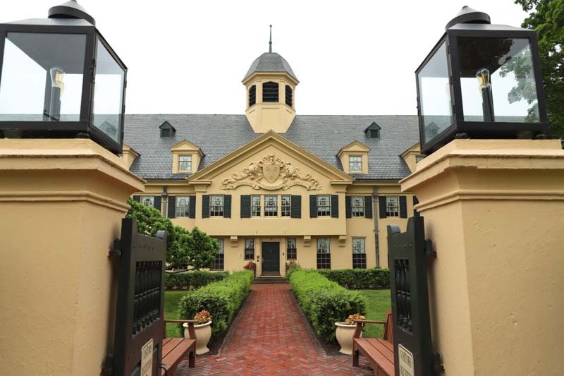 brick walkway to building entrance