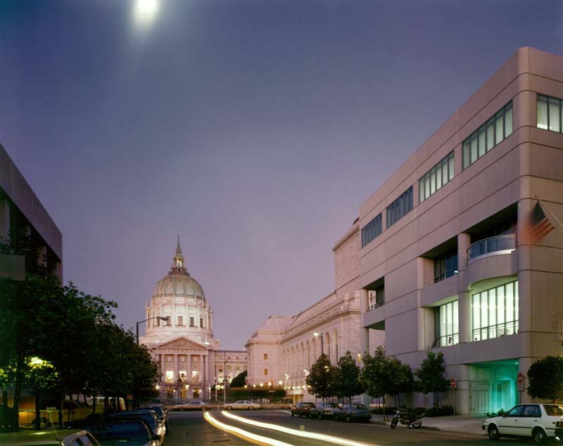 view down street to city hall