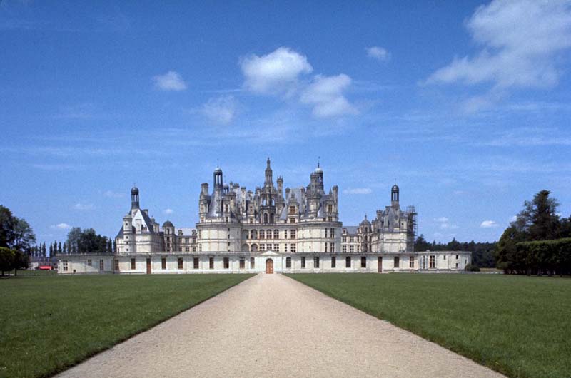 view from walkway to chateau in distance