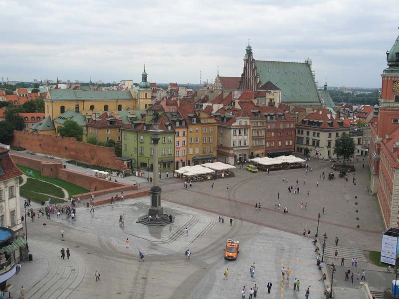 View of the Old Town of Warsaw, Poland, showing the central market square