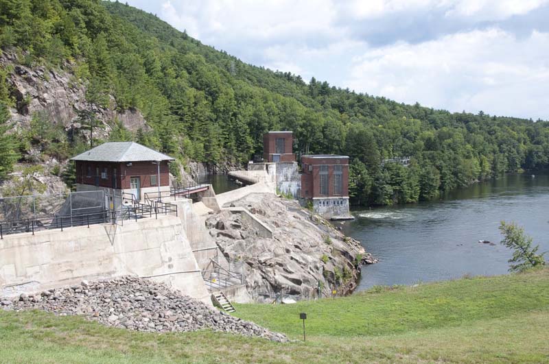 dam made with stones along hill